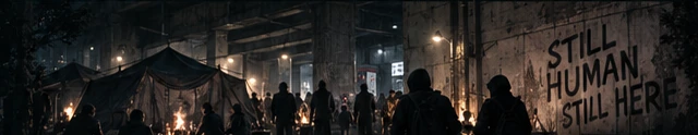 A hidden community gathered beneath a modern city overpass.